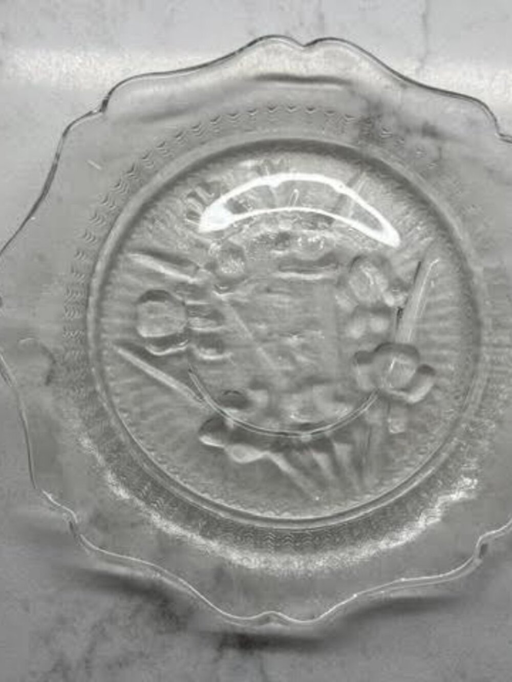 (3) Vintage Anchor Hocking Jeannette Clear Iris Herringbone Bread/Butter plates,